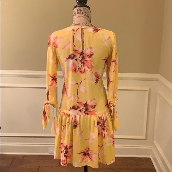 NWT Uncle Frank Ruffled Tie Sleeve Patterned Dress - Picture 5 of 8